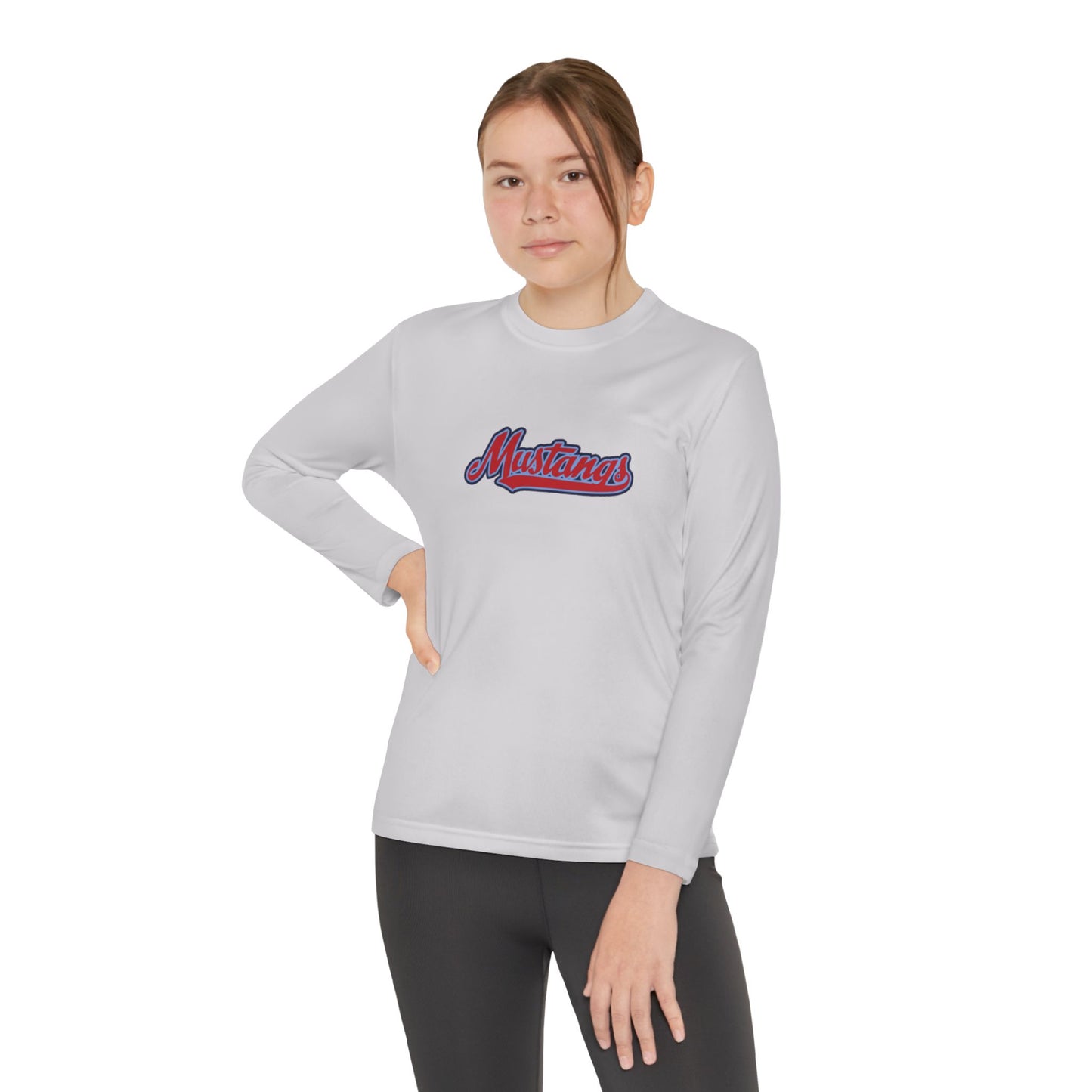 Mustangs Wall Break Youth Long Sleeve Baseball Tee