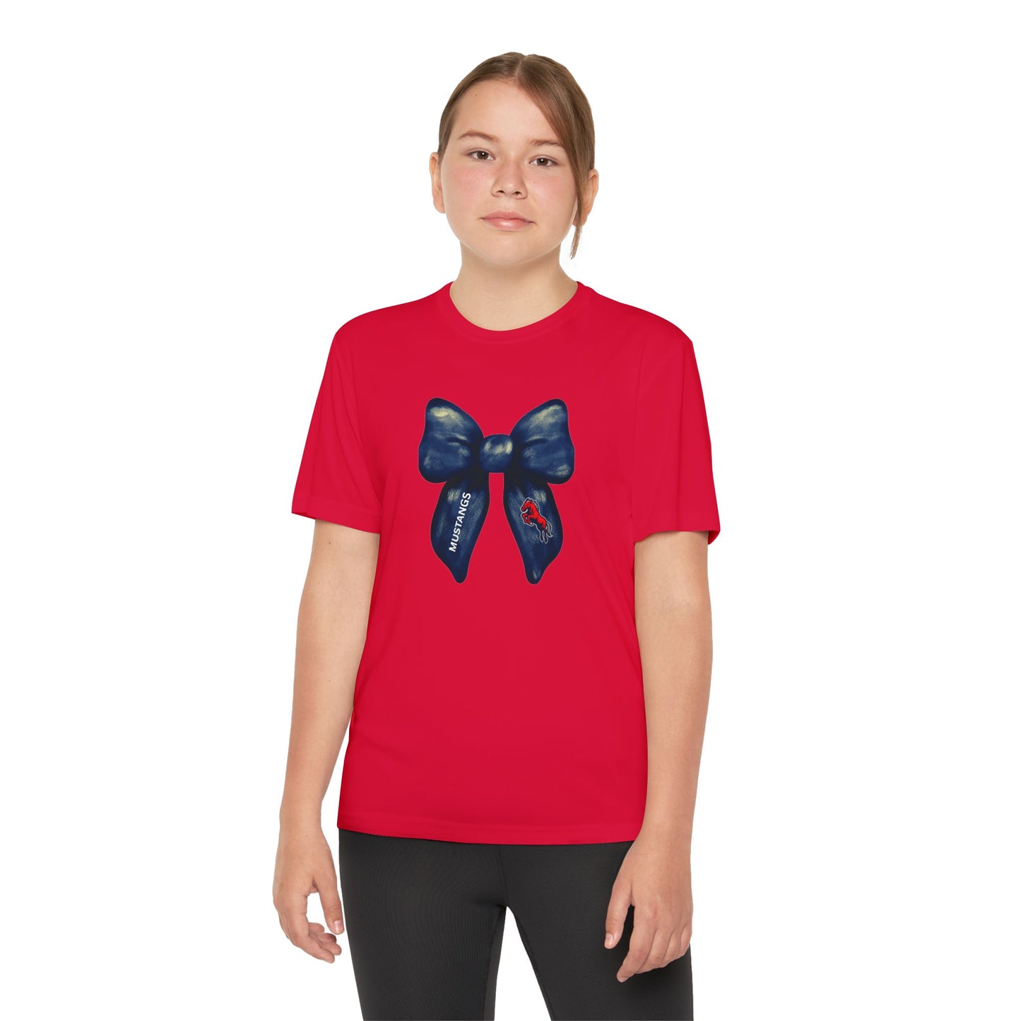 Mustangs Large Bow Youth Tee