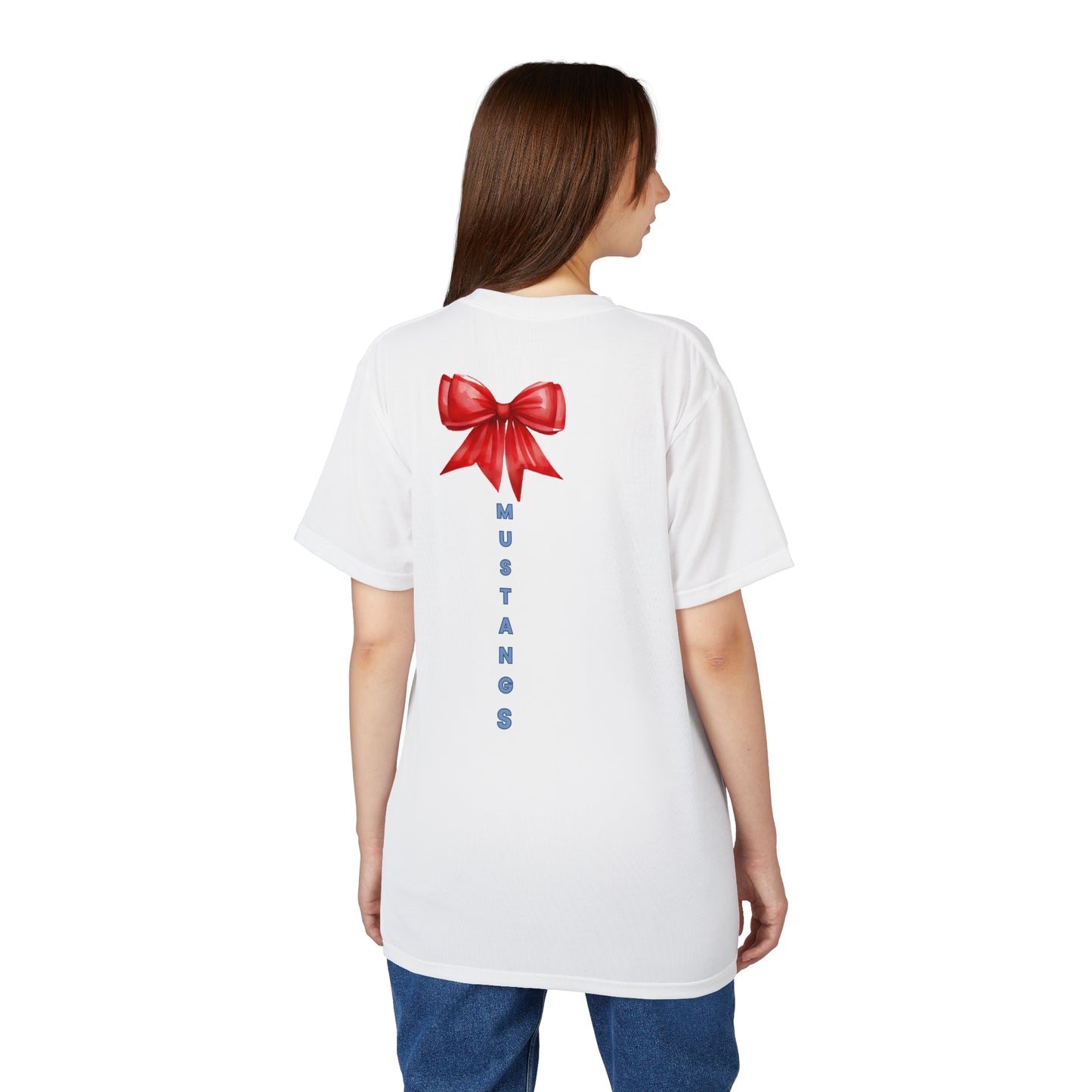 Mustangs Vertical Bow Unisex Adult Tee ~ White