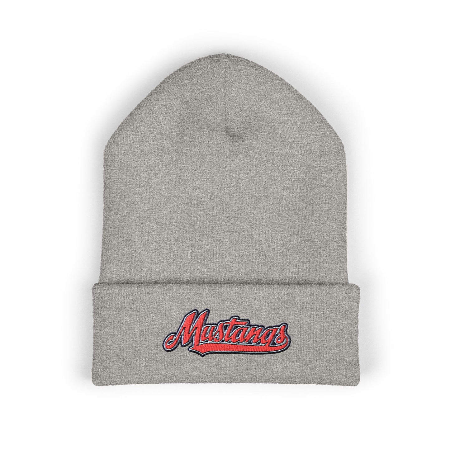 Mustangs Stylish Embroidered Cuffed Beanie, Warm Winter Hat