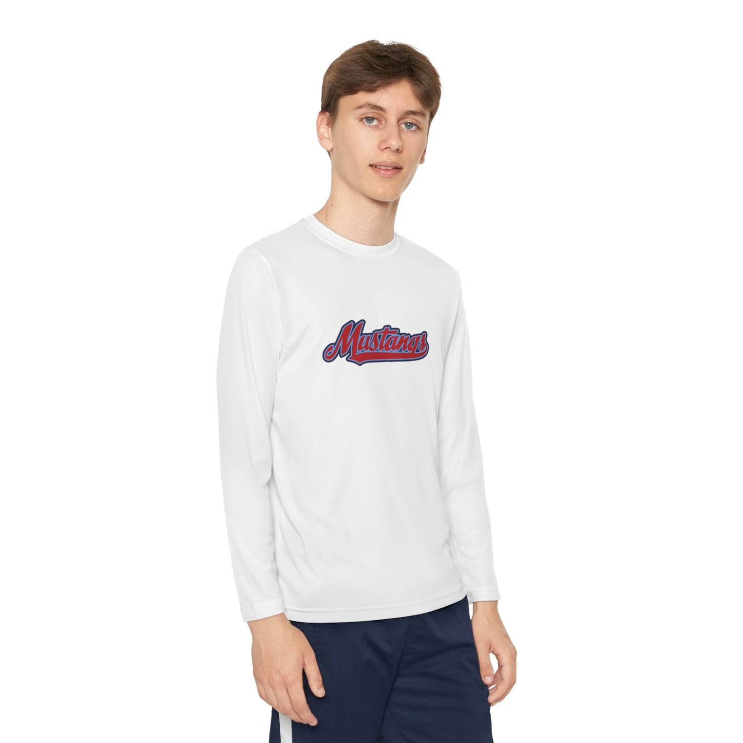 Mustangs Wall Break Youth Long Sleeve Baseball Tee