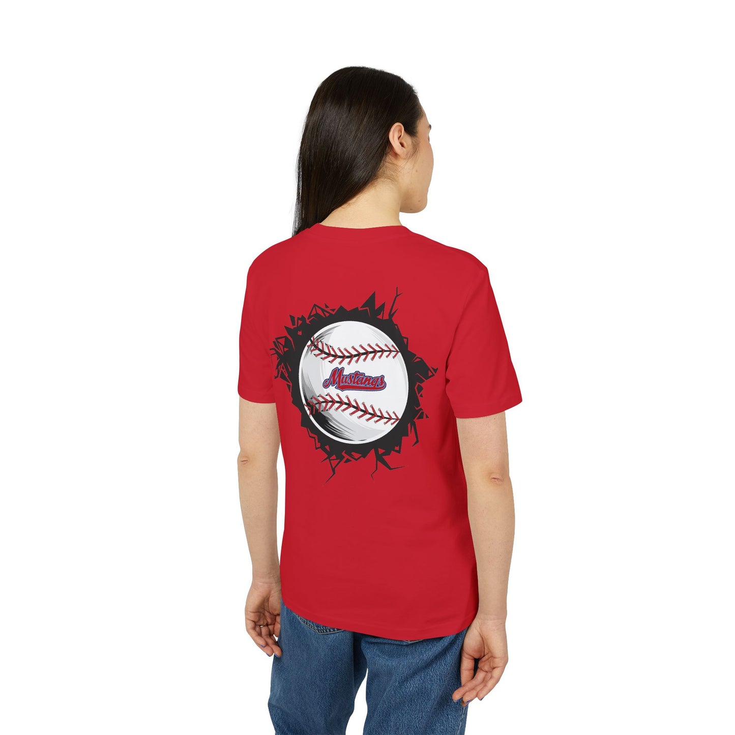 Mustangs Breaking Ball Unisex Baseball Team T-Shirt ~ Cotton