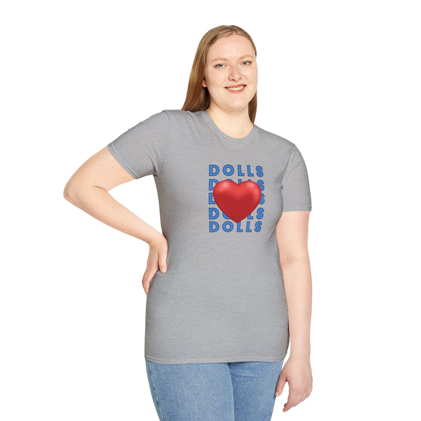Dolls Hearts Adult Unisex Softstyle T-Shirt-Cotton