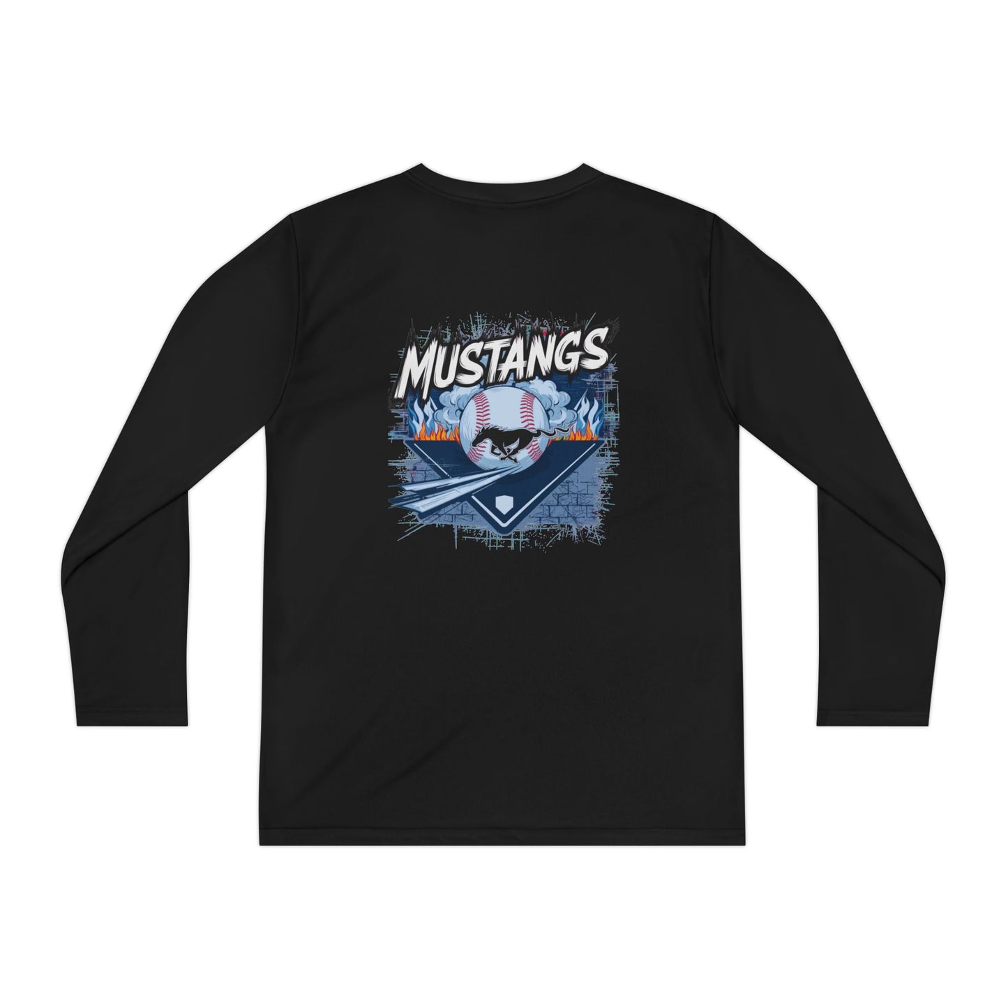 Mustangs Wall Break Youth Long Sleeve Baseball Tee