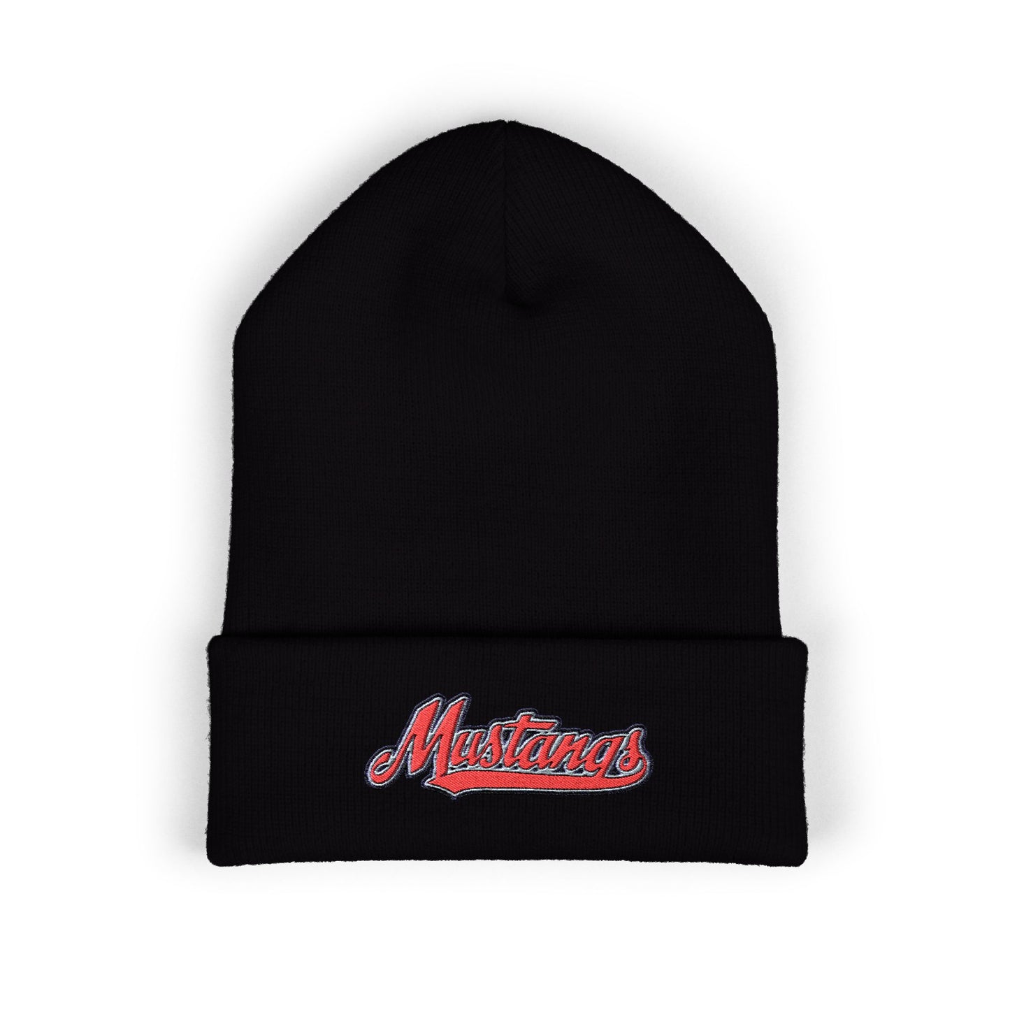 Mustangs Stylish Embroidered Cuffed Beanie, Warm Winter Hat