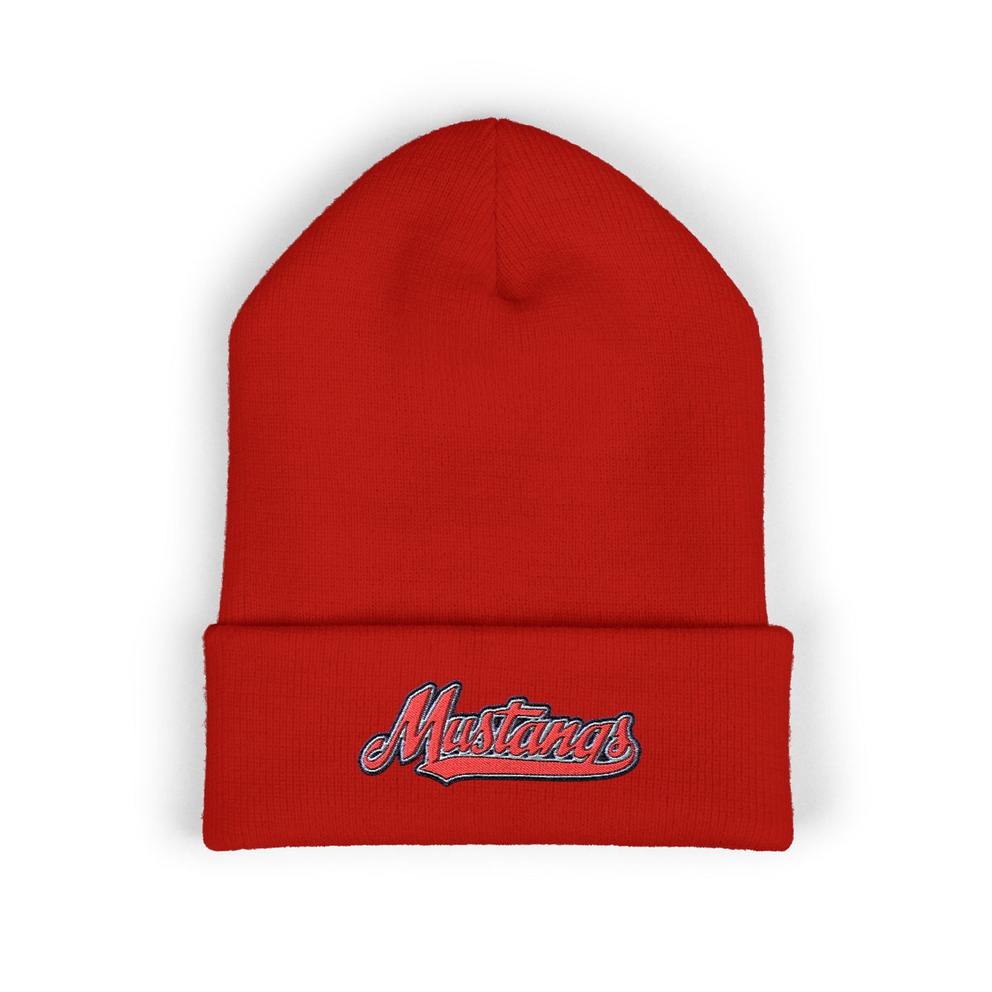 Mustangs Stylish Embroidered Cuffed Beanie, Warm Winter Hat