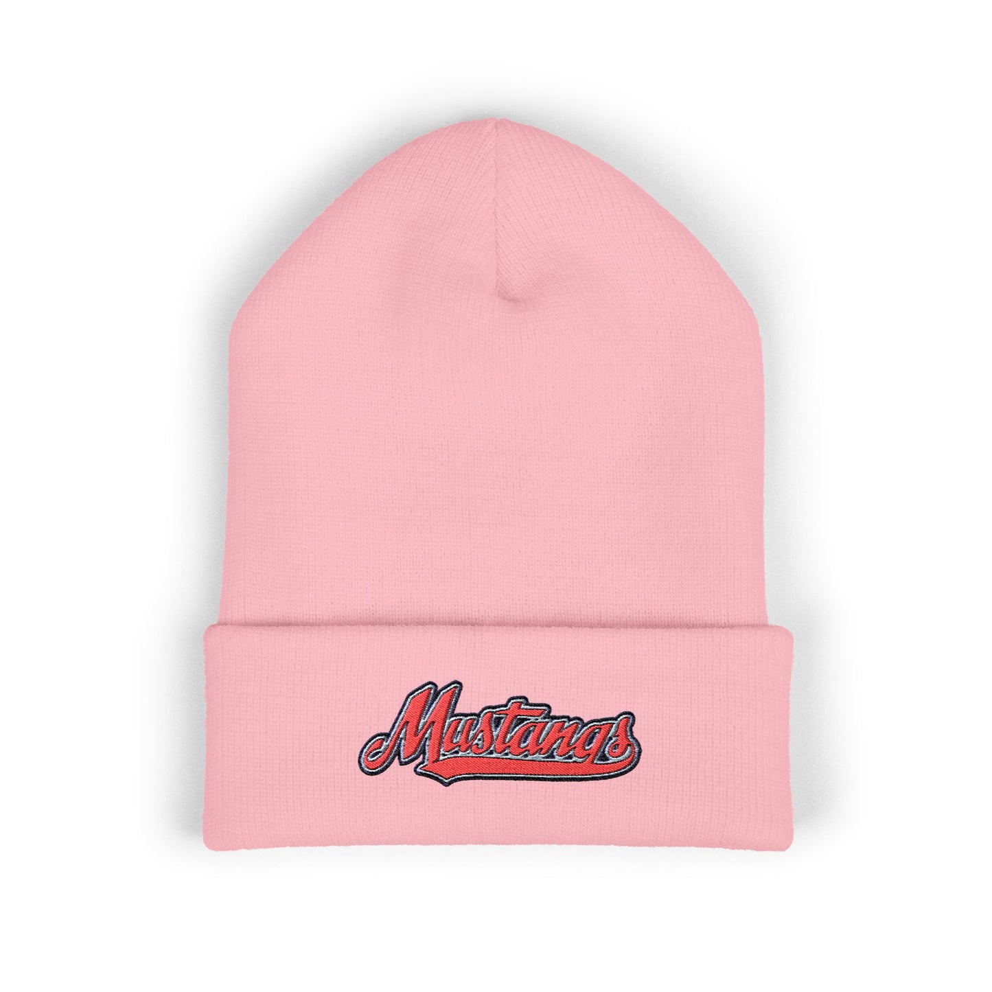 Mustangs Stylish Embroidered Cuffed Beanie, Warm Winter Hat