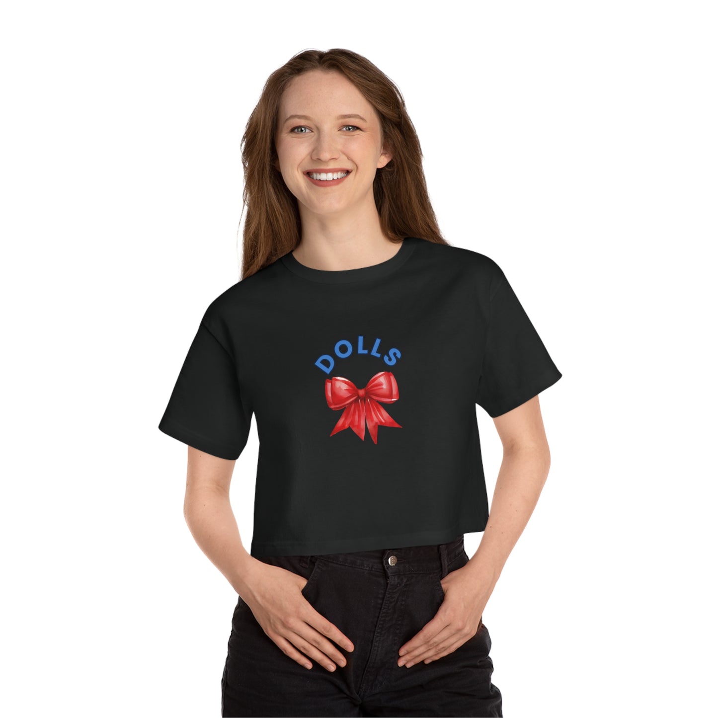 Derrick Dolls Cropped T-Shirt with Bow Design