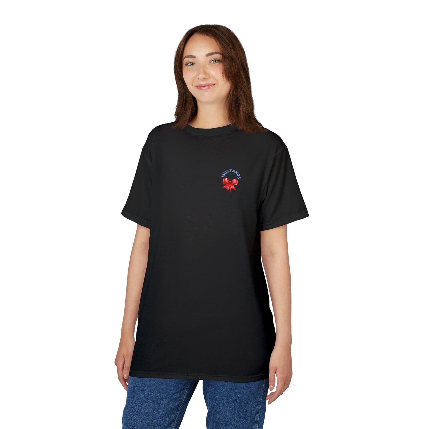 Mustangs Vertical Bow Unisex Adult Tee ~ Black