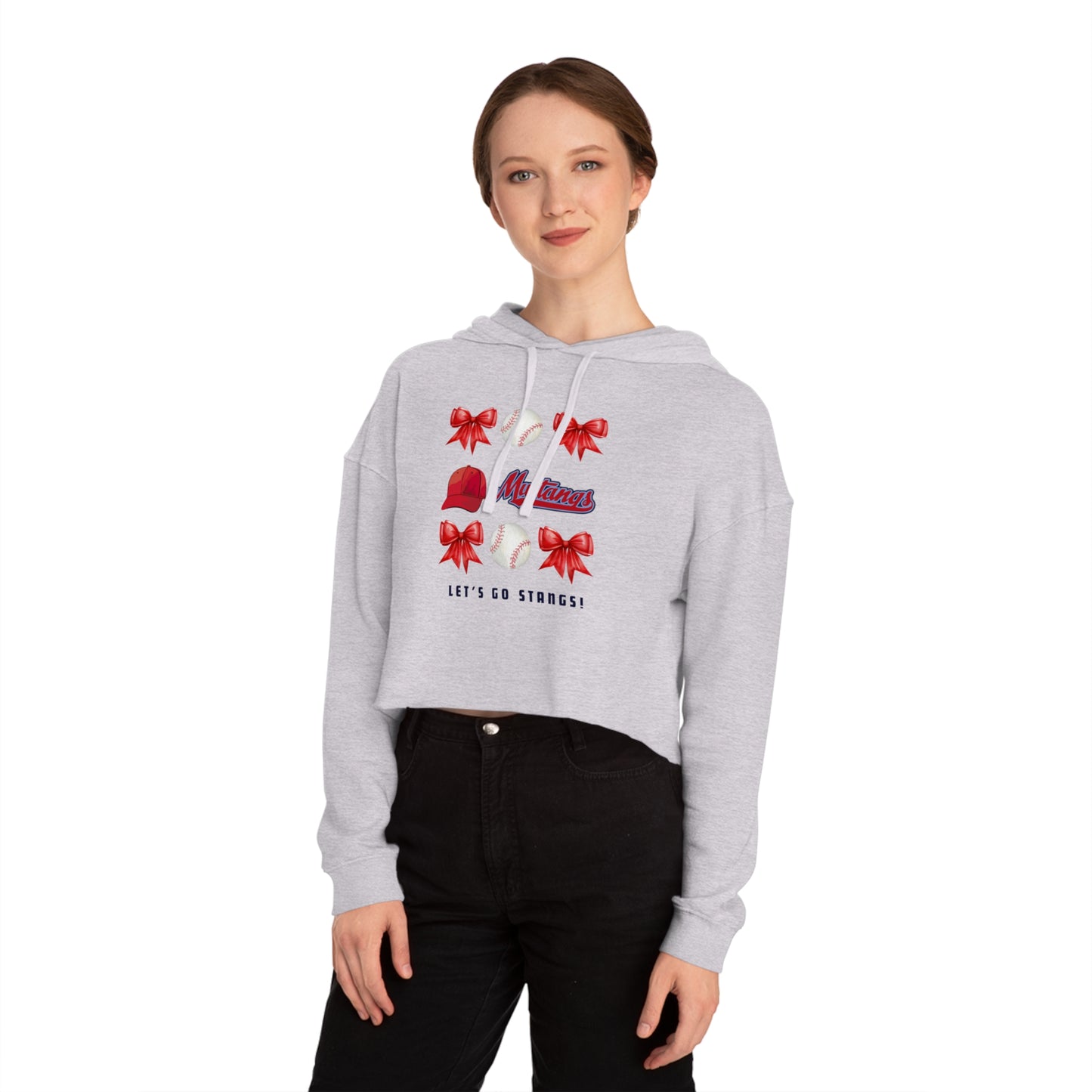Stangs Bows~Women's Cropped Hooded Sweatshirt