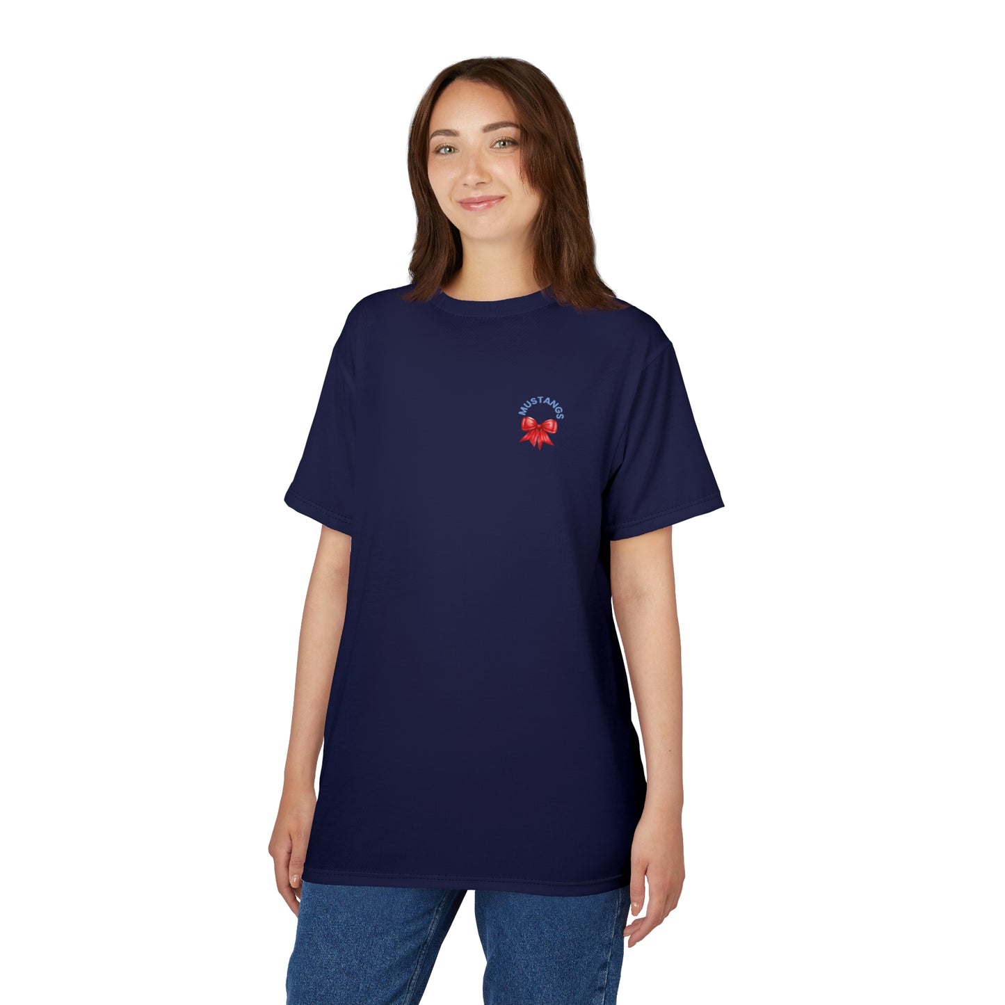Mustangs Vertical Bow Unisex Adult Tee ~ Navy