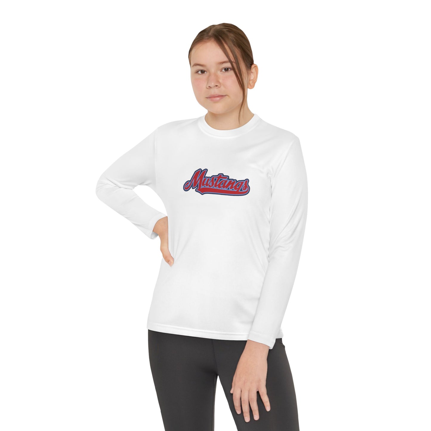 Mustangs Wall Break Youth Long Sleeve Baseball Tee