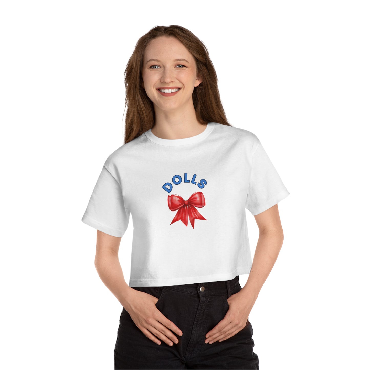 Derrick Dolls Cropped T-Shirt with Bow Design