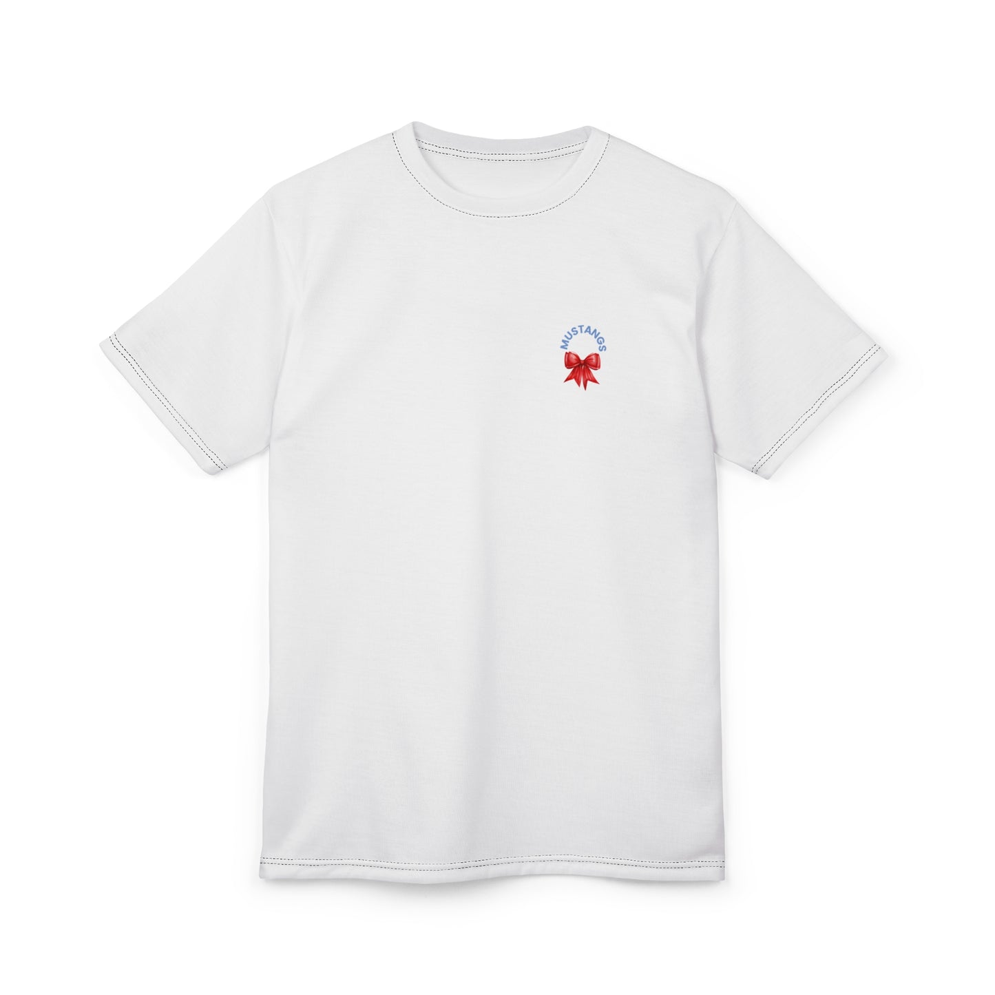 Mustangs Vertical Bow Unisex Adult Tee ~ White