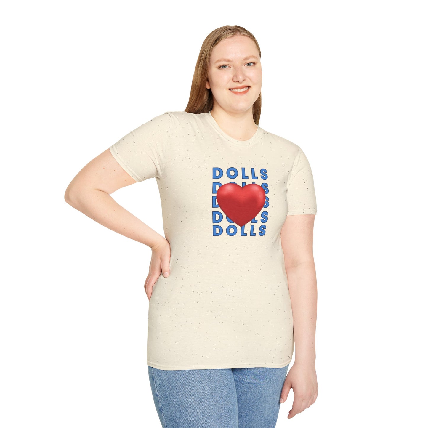 Dolls Hearts Adult Unisex Softstyle T-Shirt-Cotton