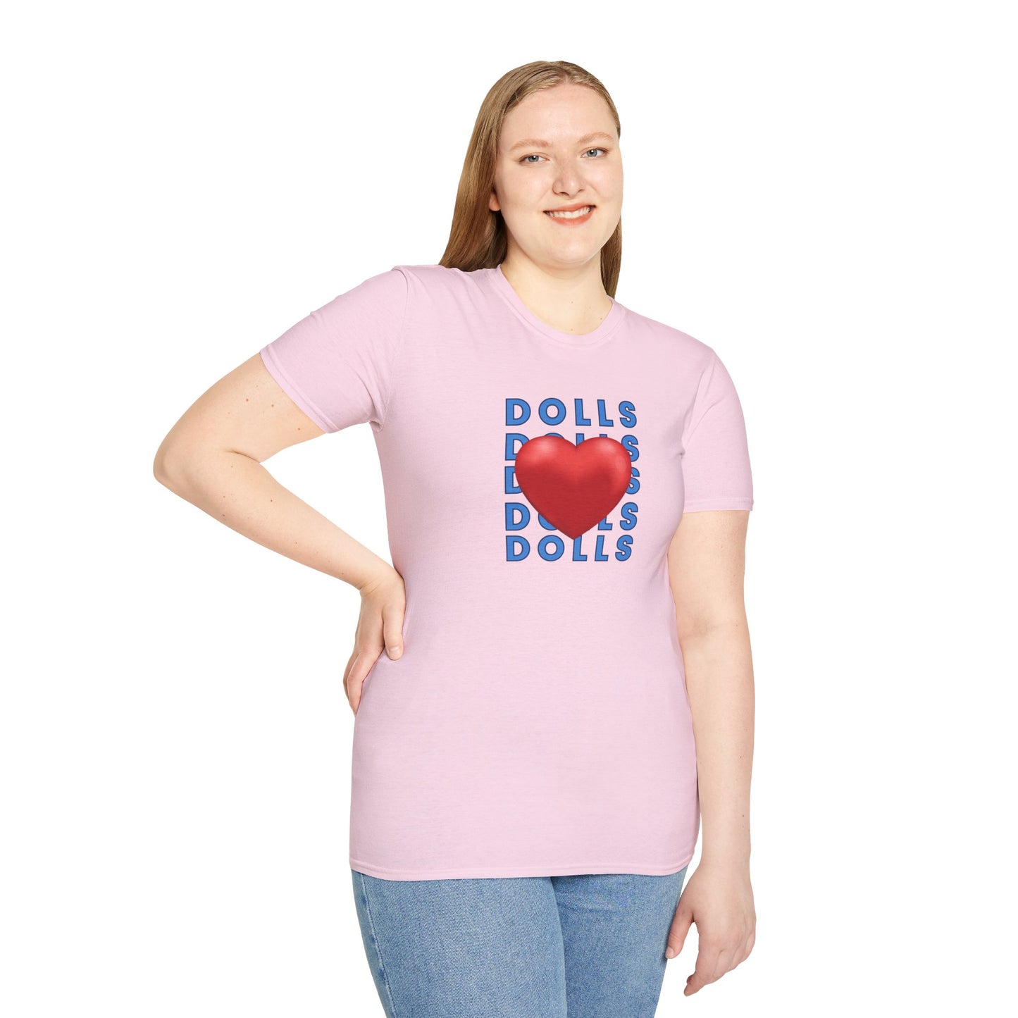Dolls Hearts Adult Unisex Softstyle T-Shirt-Cotton