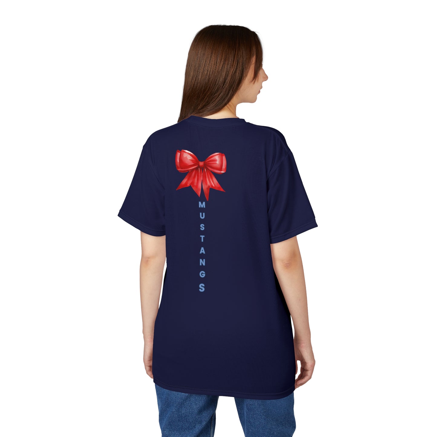 Mustangs Vertical Bow Unisex Adult Tee ~ Navy