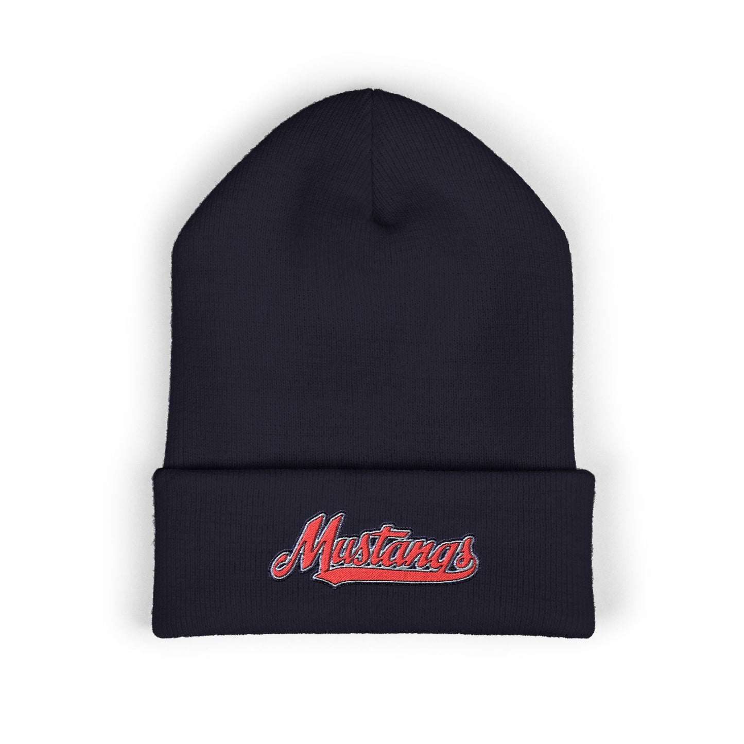 Mustangs Stylish Embroidered Cuffed Beanie, Warm Winter Hat
