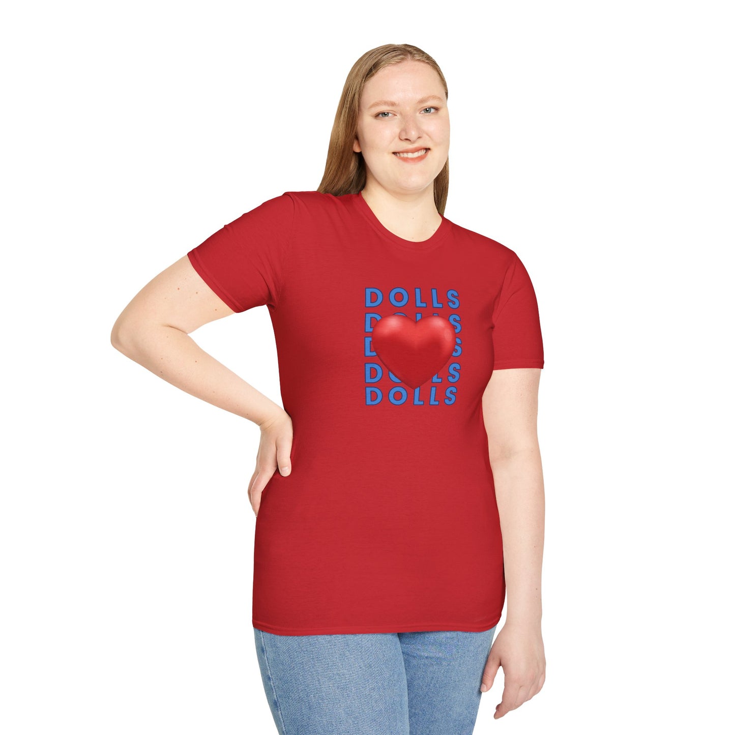 Dolls Hearts Adult Unisex Softstyle T-Shirt-Cotton