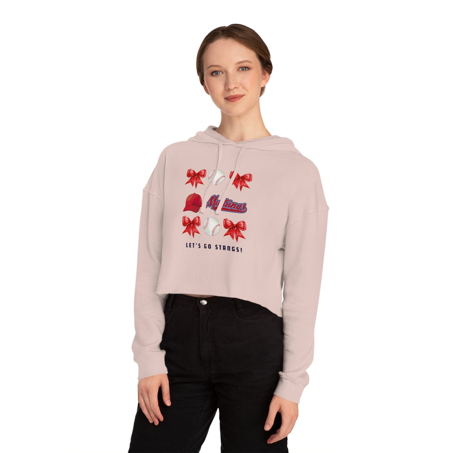 Stangs Bows~Women's Cropped Hooded Sweatshirt