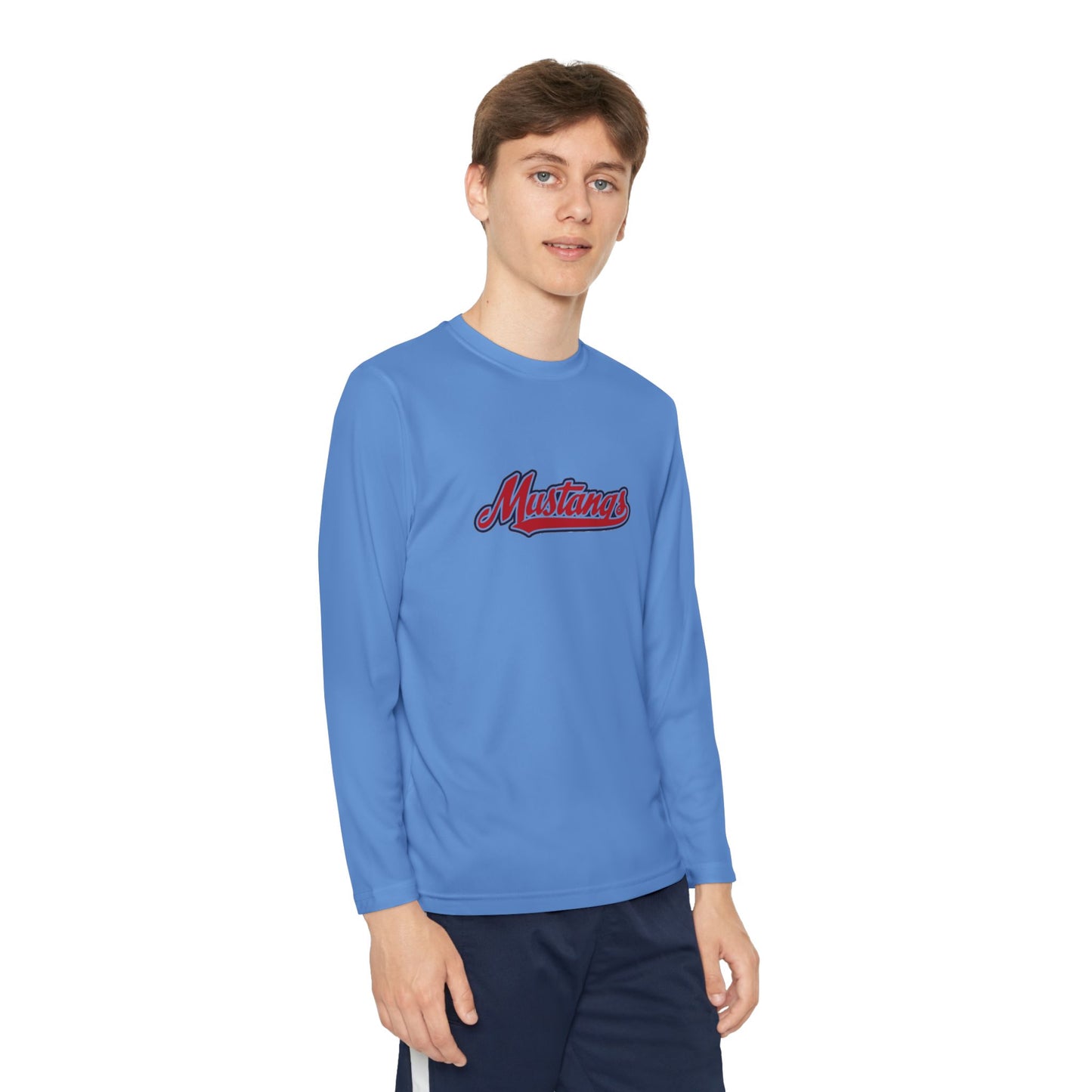 Mustangs Wall Break Youth Long Sleeve Baseball Tee