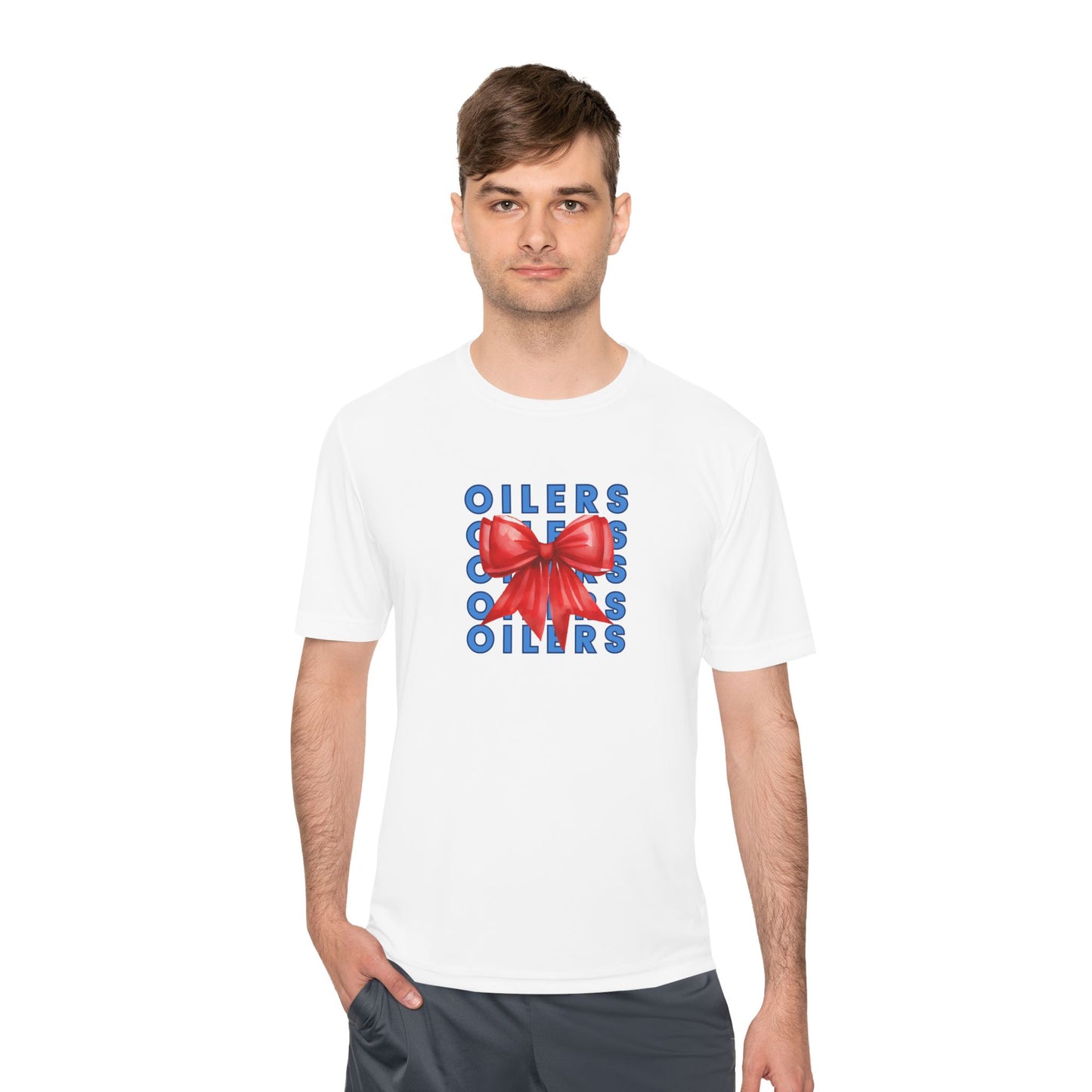 Oilers Bow- Unisex Moisture Wicking Tee (vinyl print)