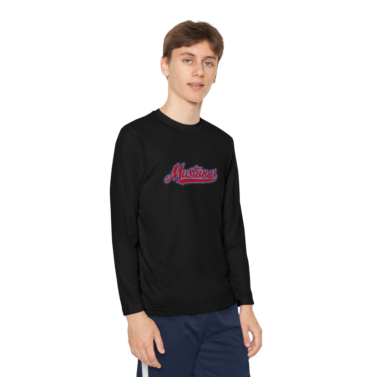 Mustangs Wall Break Youth Long Sleeve Baseball Tee