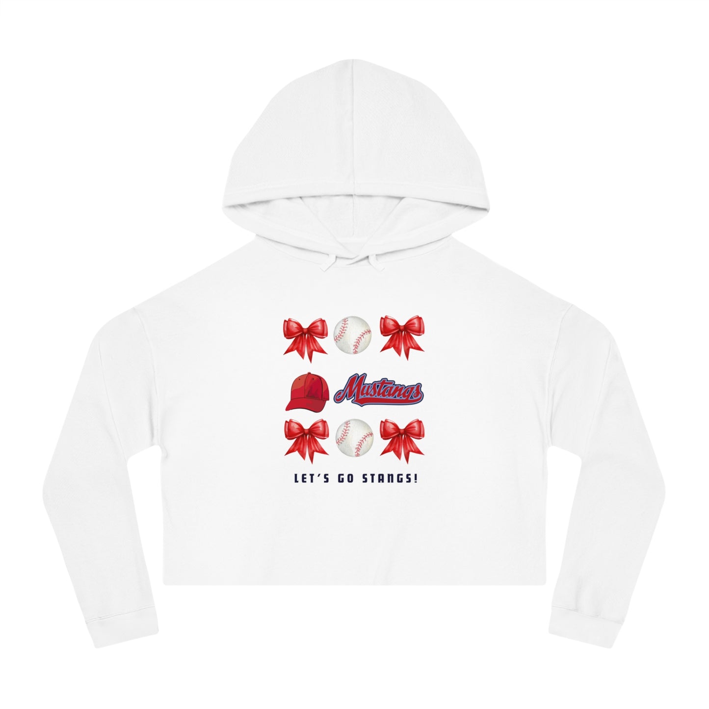 Stangs Bows~Women's Cropped Hooded Sweatshirt
