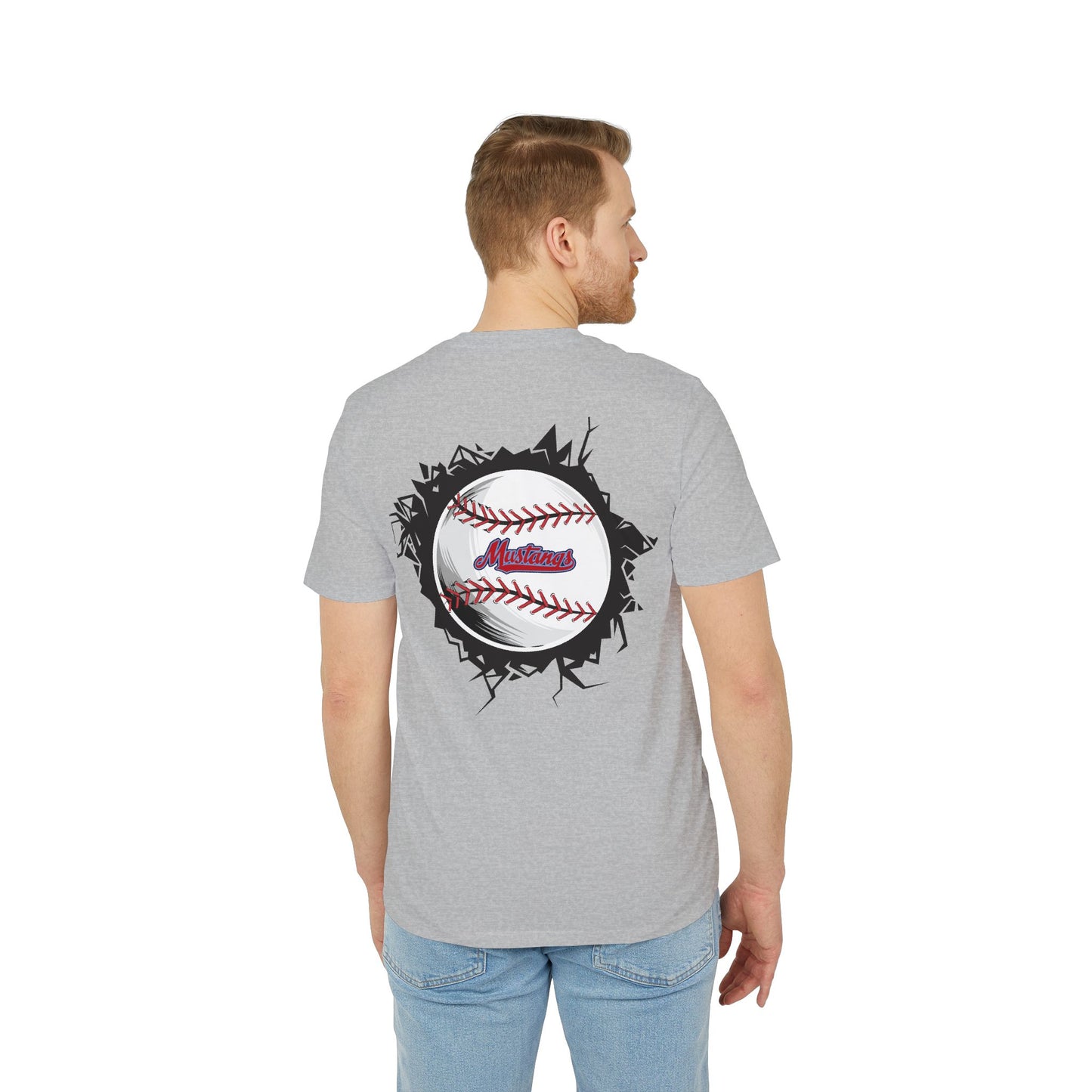 Mustangs Breaking Ball Unisex Baseball Team T-Shirt ~ Cotton