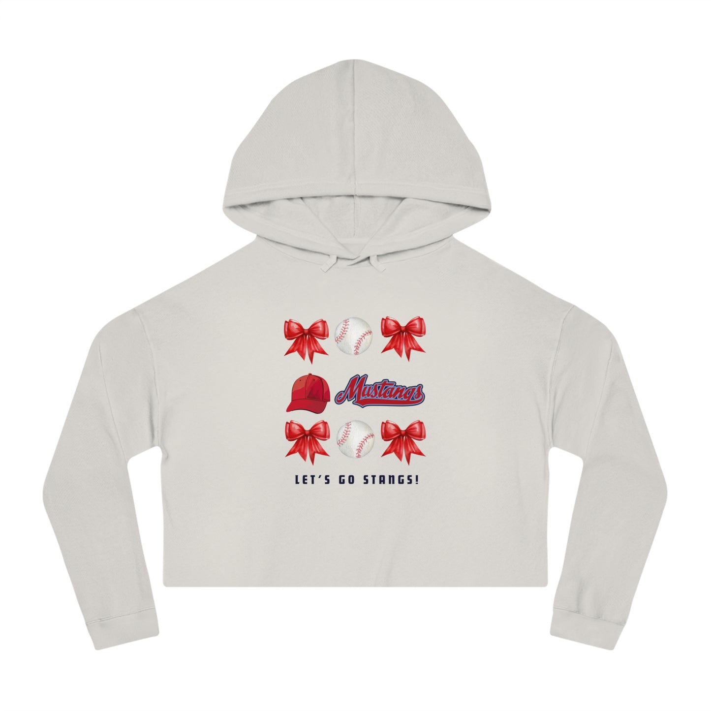 Stangs Bows~Women's Cropped Hooded Sweatshirt