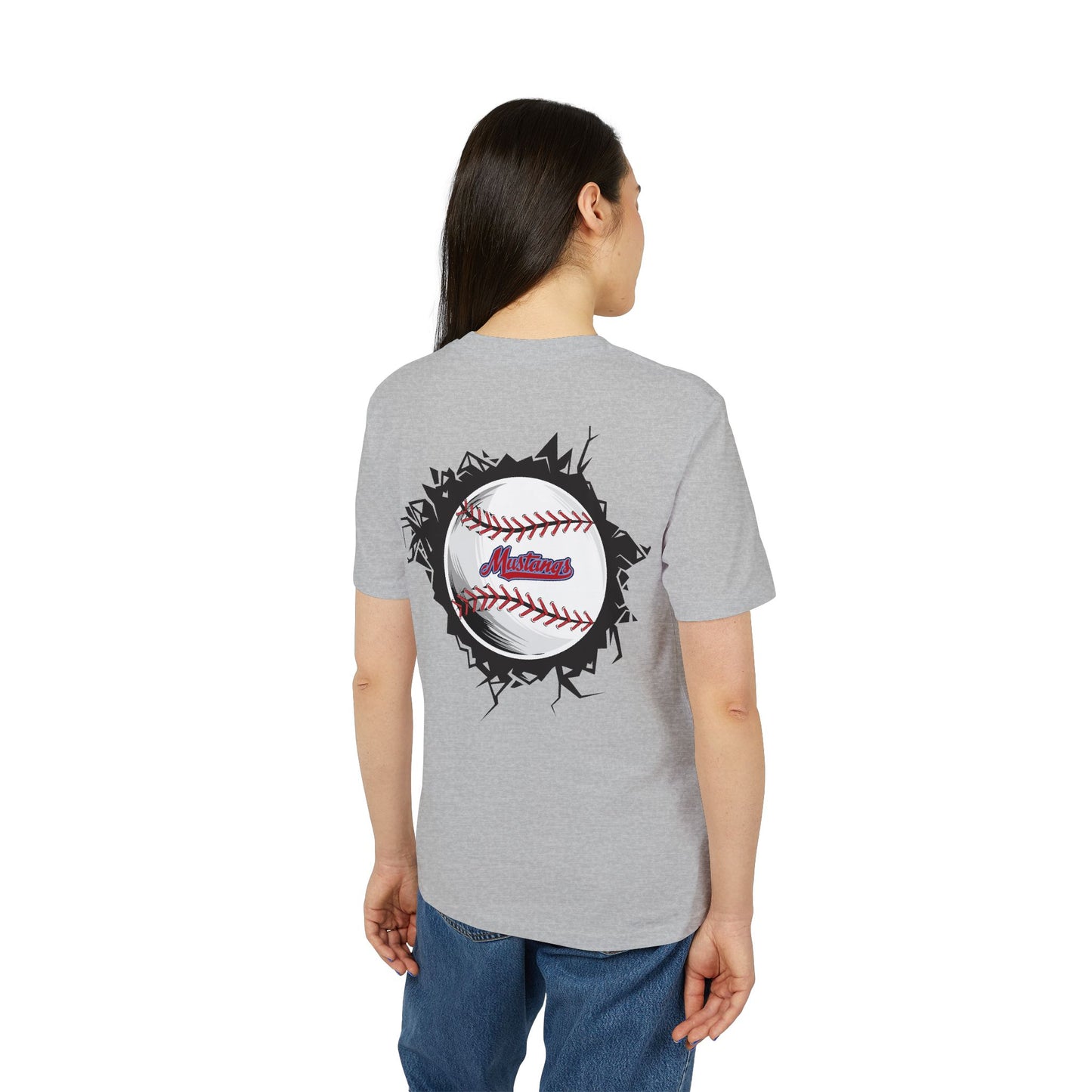Mustangs Breaking Ball Unisex Baseball Team T-Shirt ~ Cotton