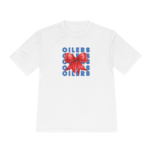 Oilers Bow- Unisex Moisture Wicking Tee (vinyl print)