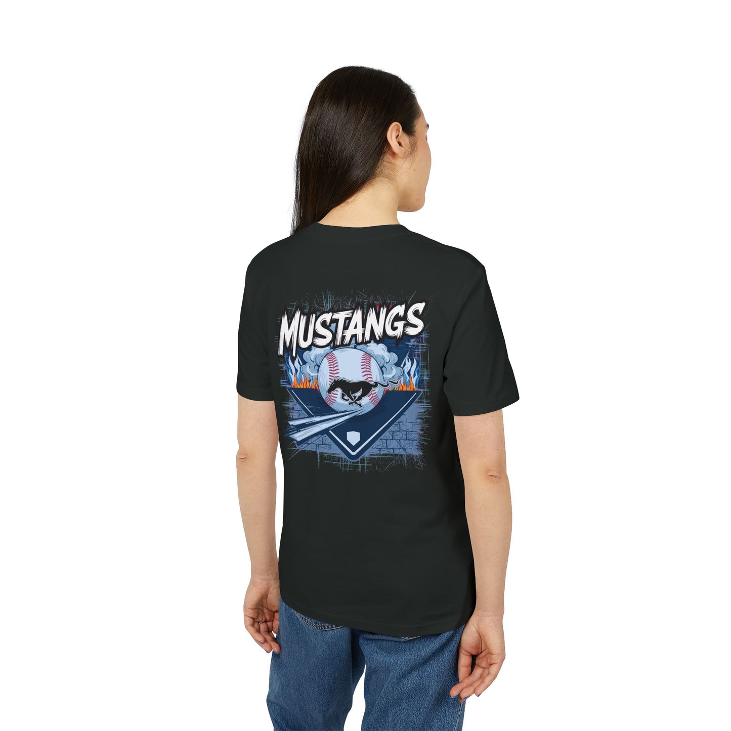 Mustangs Graffiti Unisex Baseball Team T-Shirt ~ Cotton