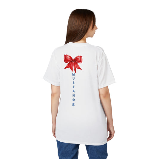 Mustangs Vertical Bow Unisex Adult Tee ~ White
