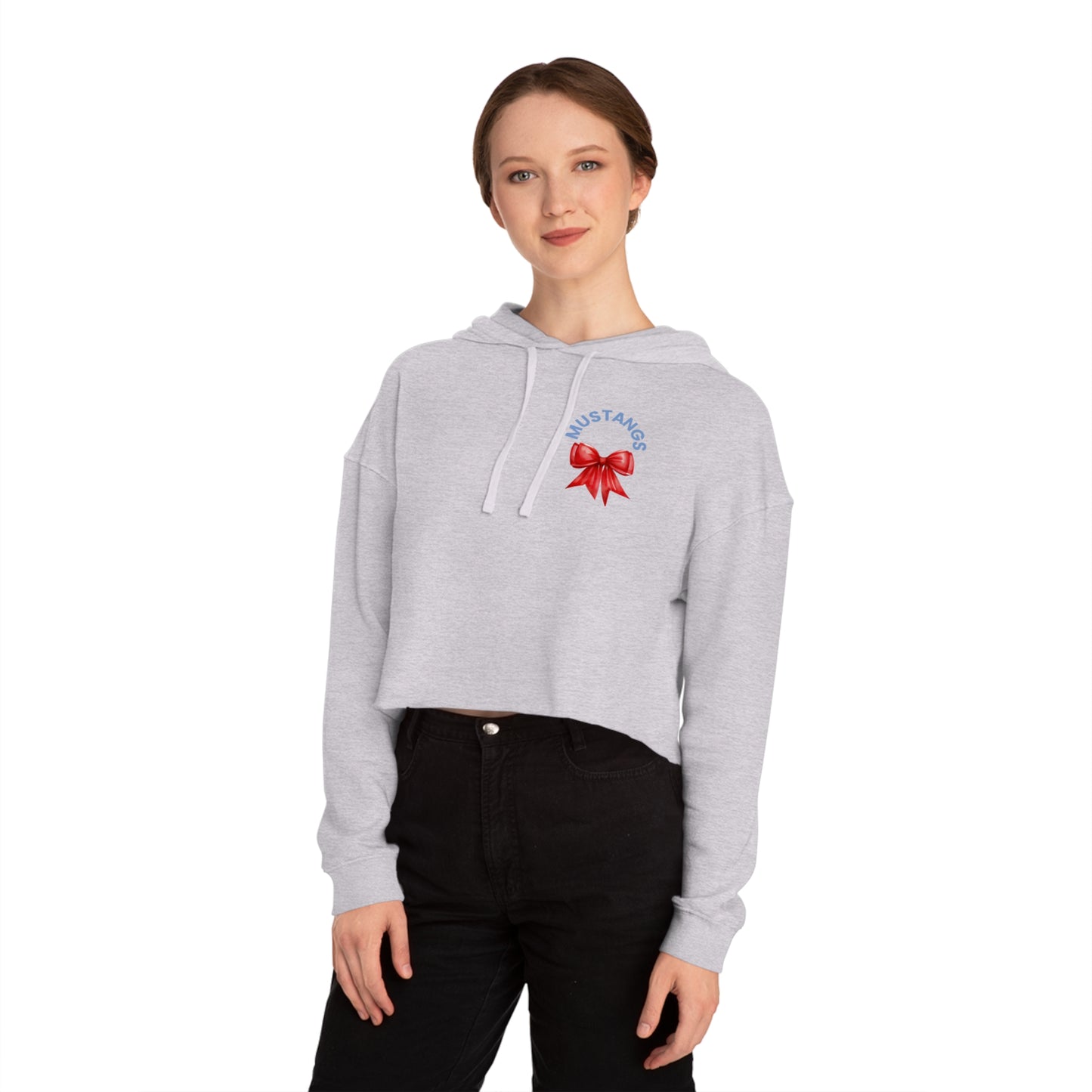 Stangs Bows~Women's Cropped Hooded Sweatshirt