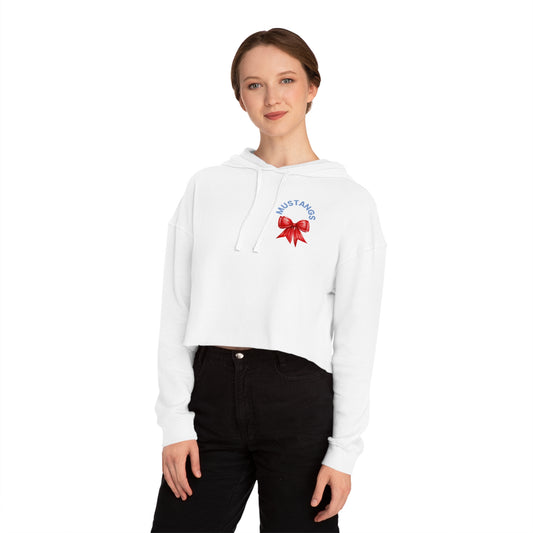 Stangs Bows~Women's Cropped Hooded Sweatshirt
