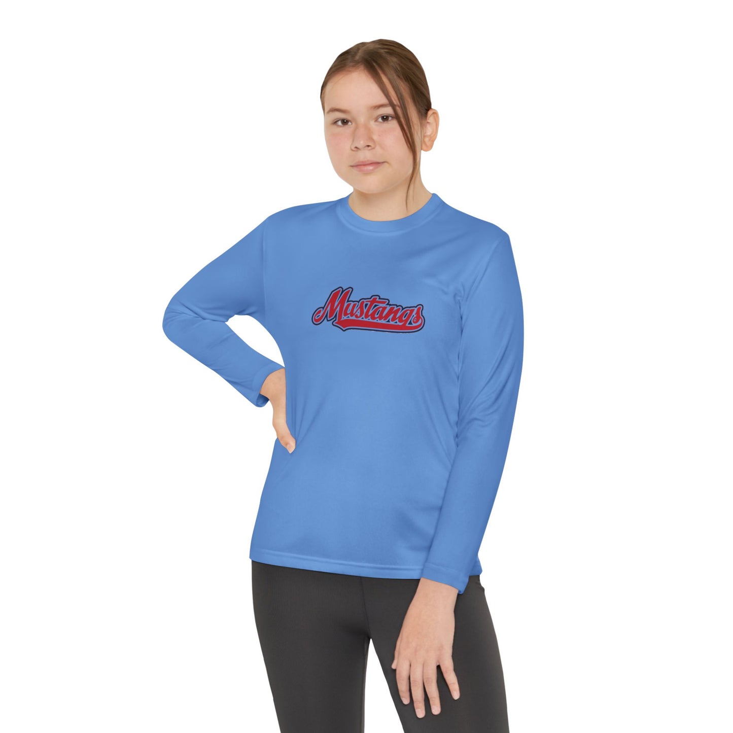 Mustangs Wall Break Youth Long Sleeve Baseball Tee