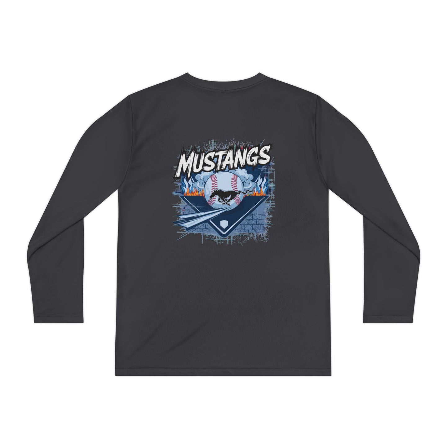 Mustangs Wall Break Youth Long Sleeve Baseball Tee