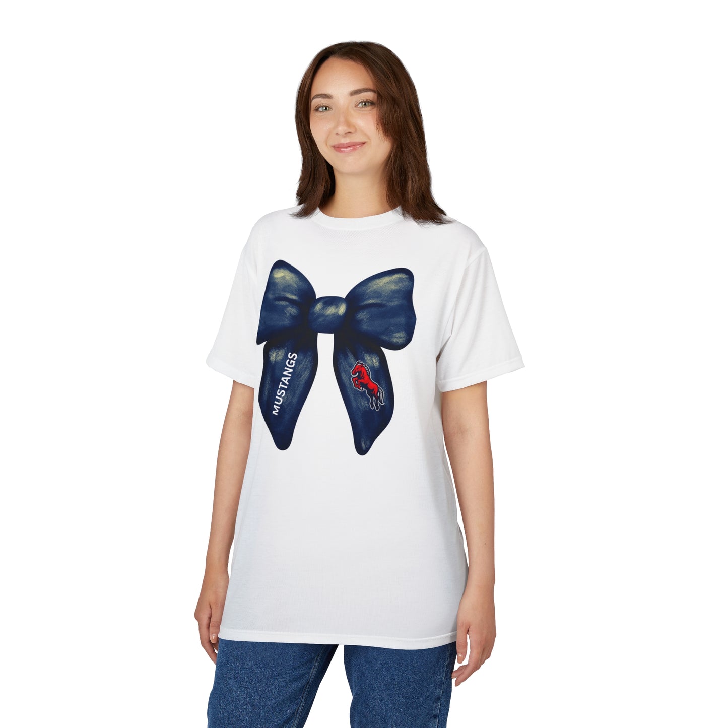 Mustangs Large Bow Unisex Adult Tee