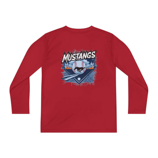 Mustangs Wall Break Youth Long Sleeve Baseball Tee