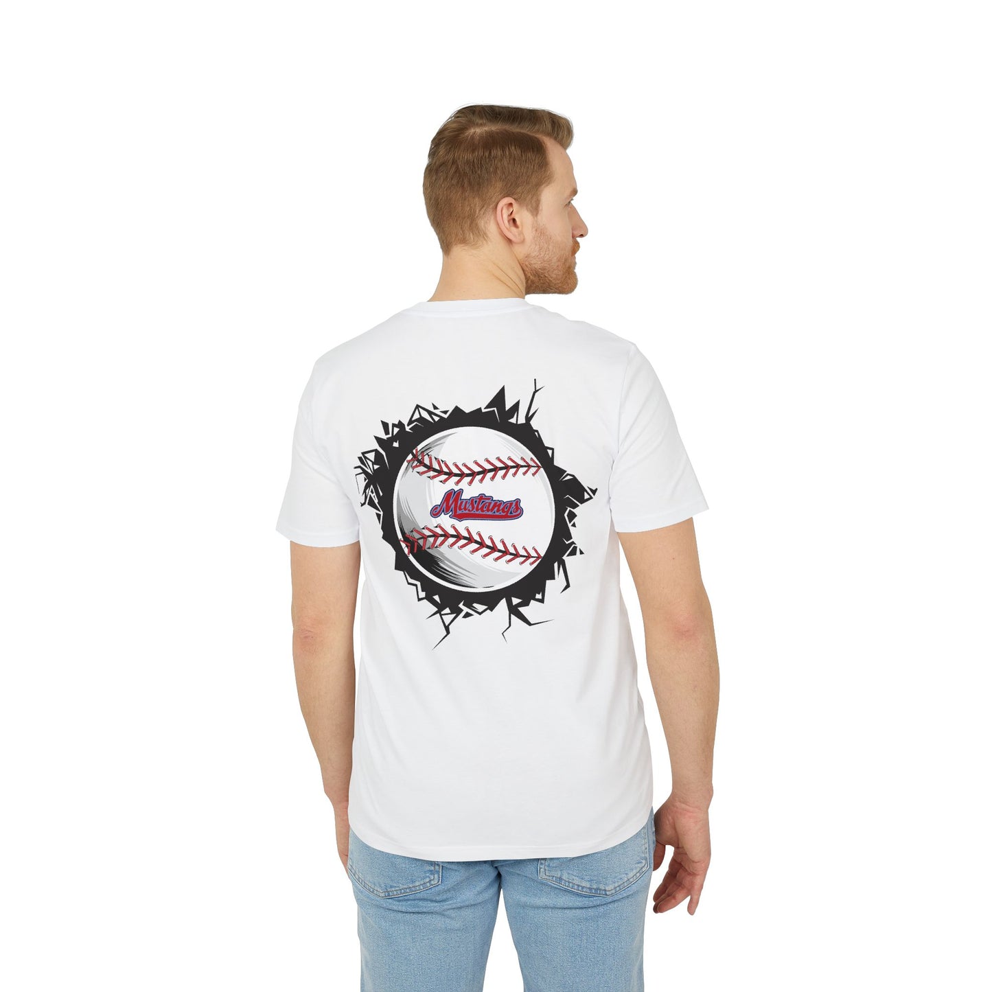 Mustangs Breaking Ball Unisex Baseball Team T-Shirt ~ Cotton