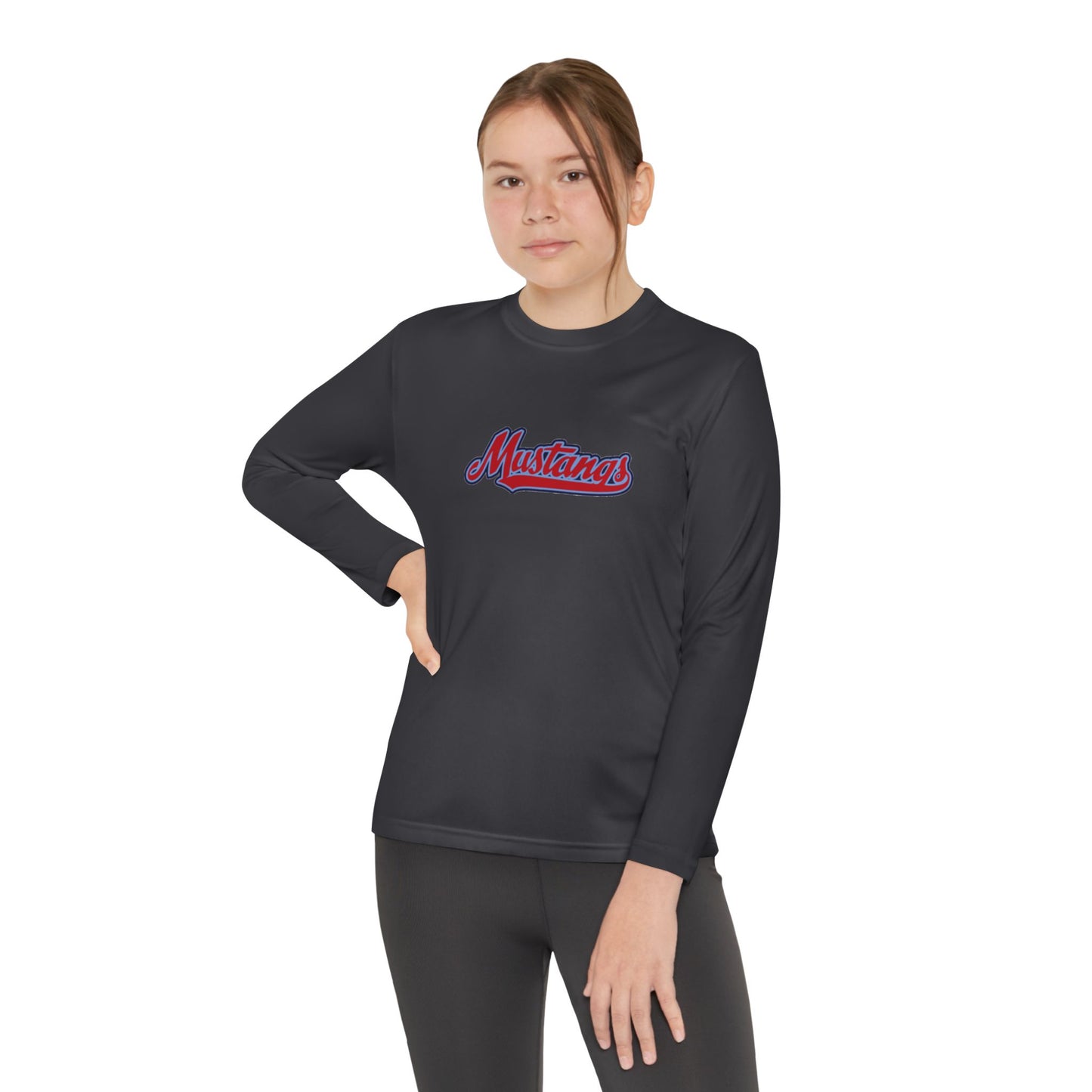 Mustangs Wall Break Youth Long Sleeve Baseball Tee
