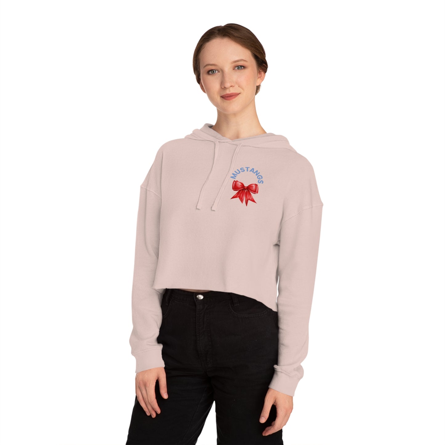 Stangs Bows~Women's Cropped Hooded Sweatshirt