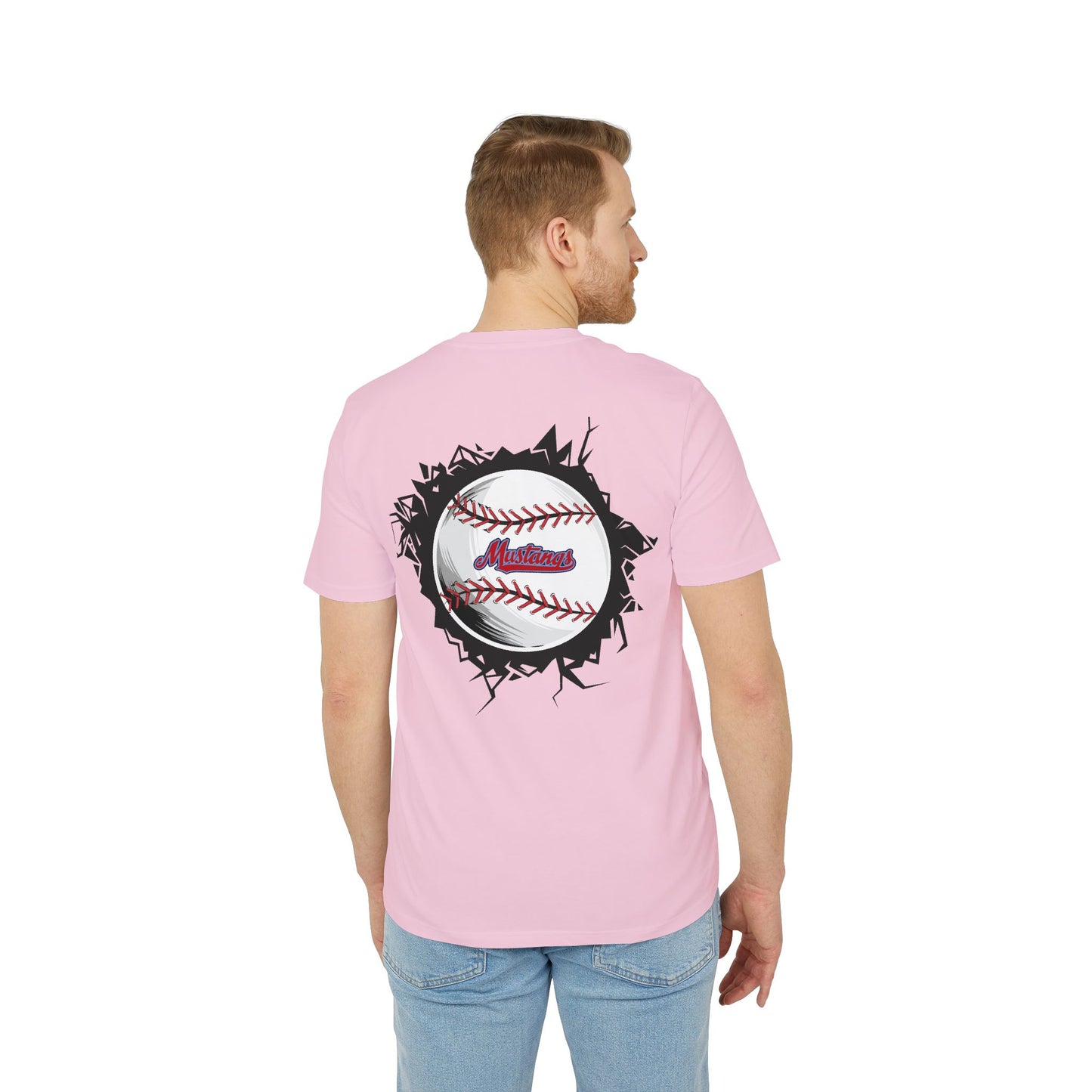 Mustangs Breaking Ball Unisex Baseball Team T-Shirt ~ Cotton