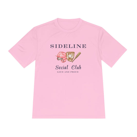 Baseball Sideline Social Club Unisex Moisture Wicking Adult Tee