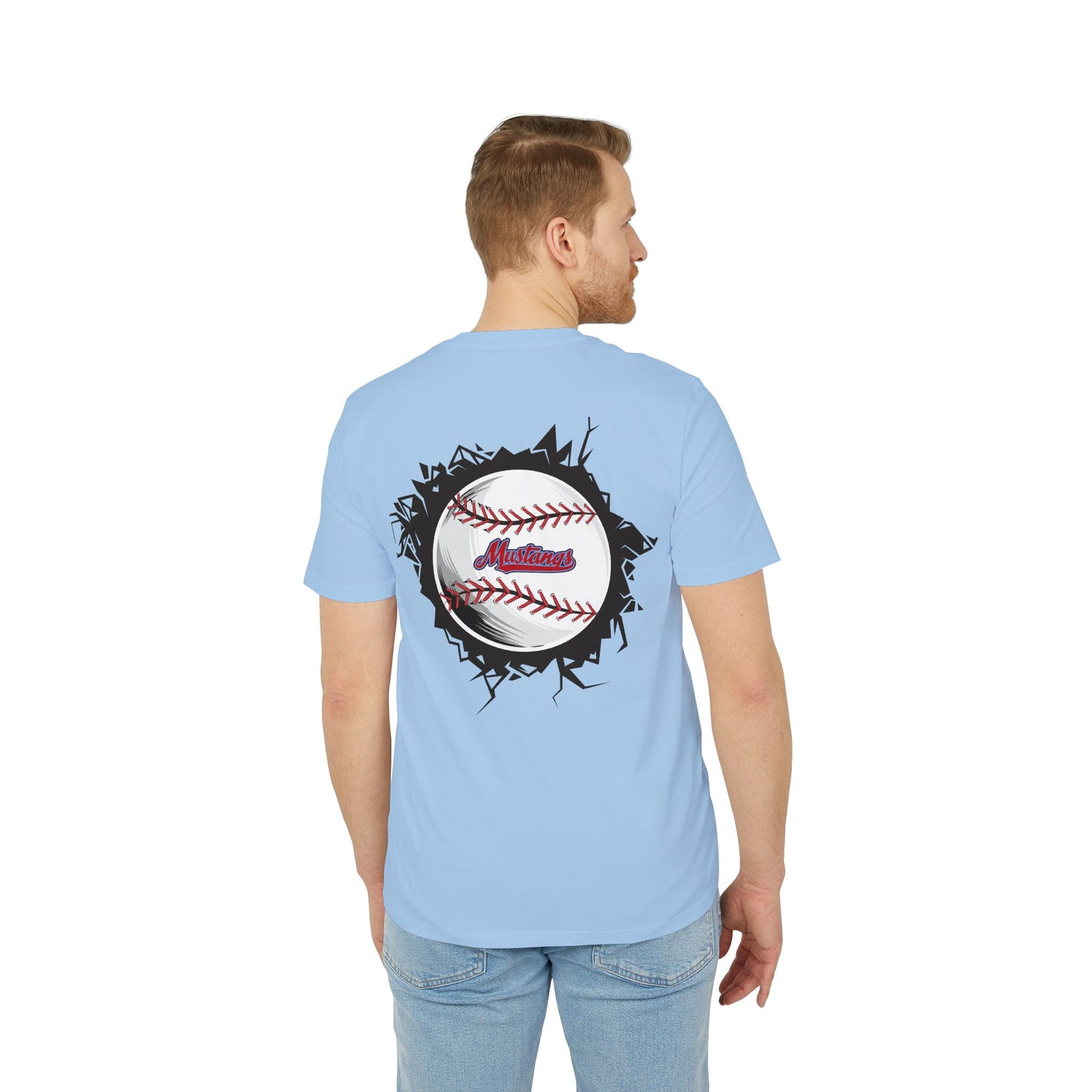 Mustangs Breaking Ball Unisex Baseball Team T-Shirt ~ Cotton