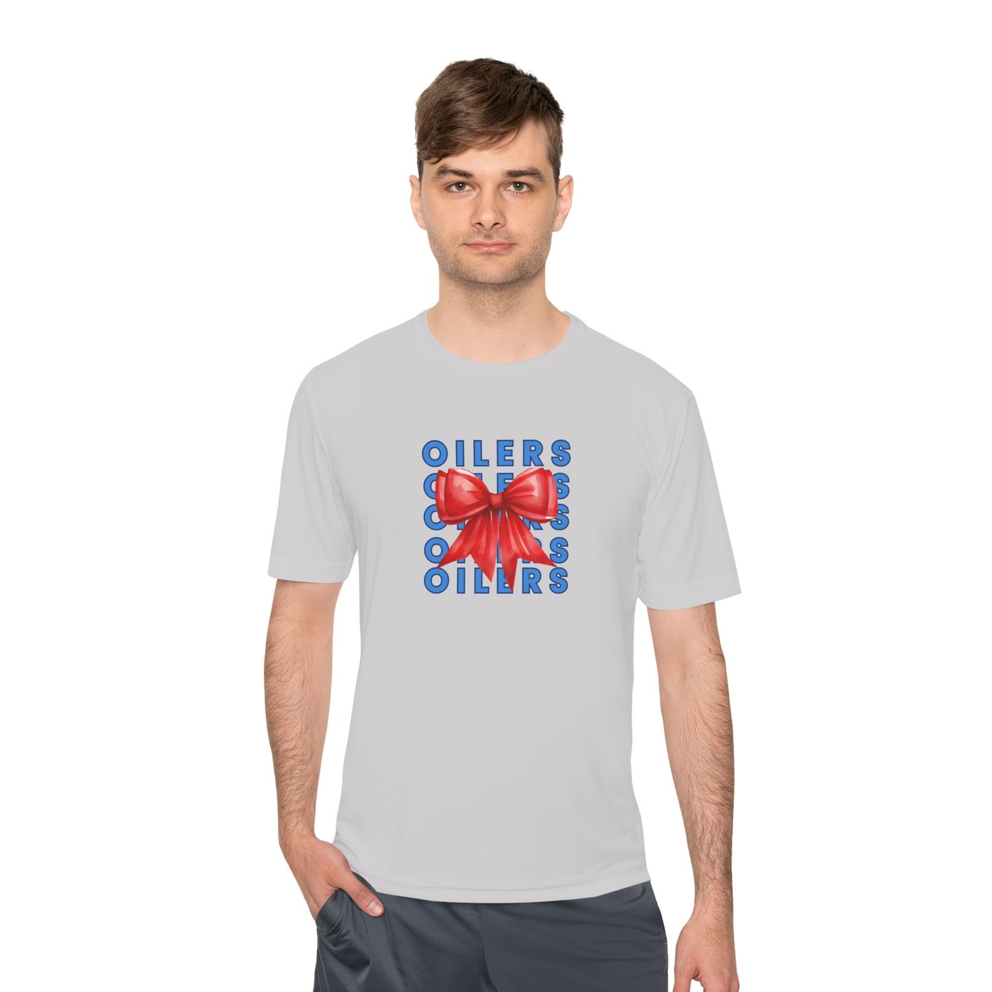 Oilers Bow- Unisex Moisture Wicking Tee (vinyl print)