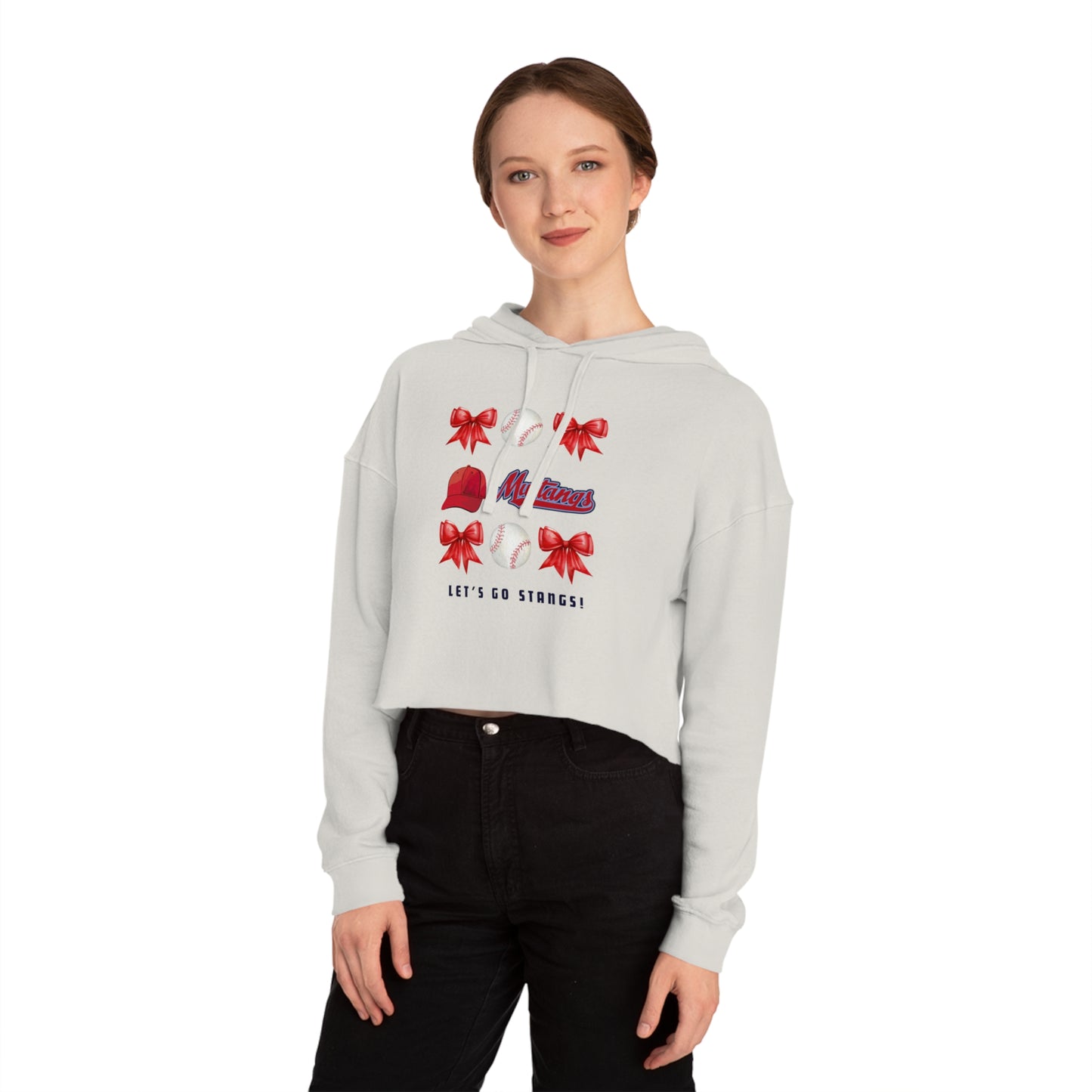 Stangs Bows~Women's Cropped Hooded Sweatshirt
