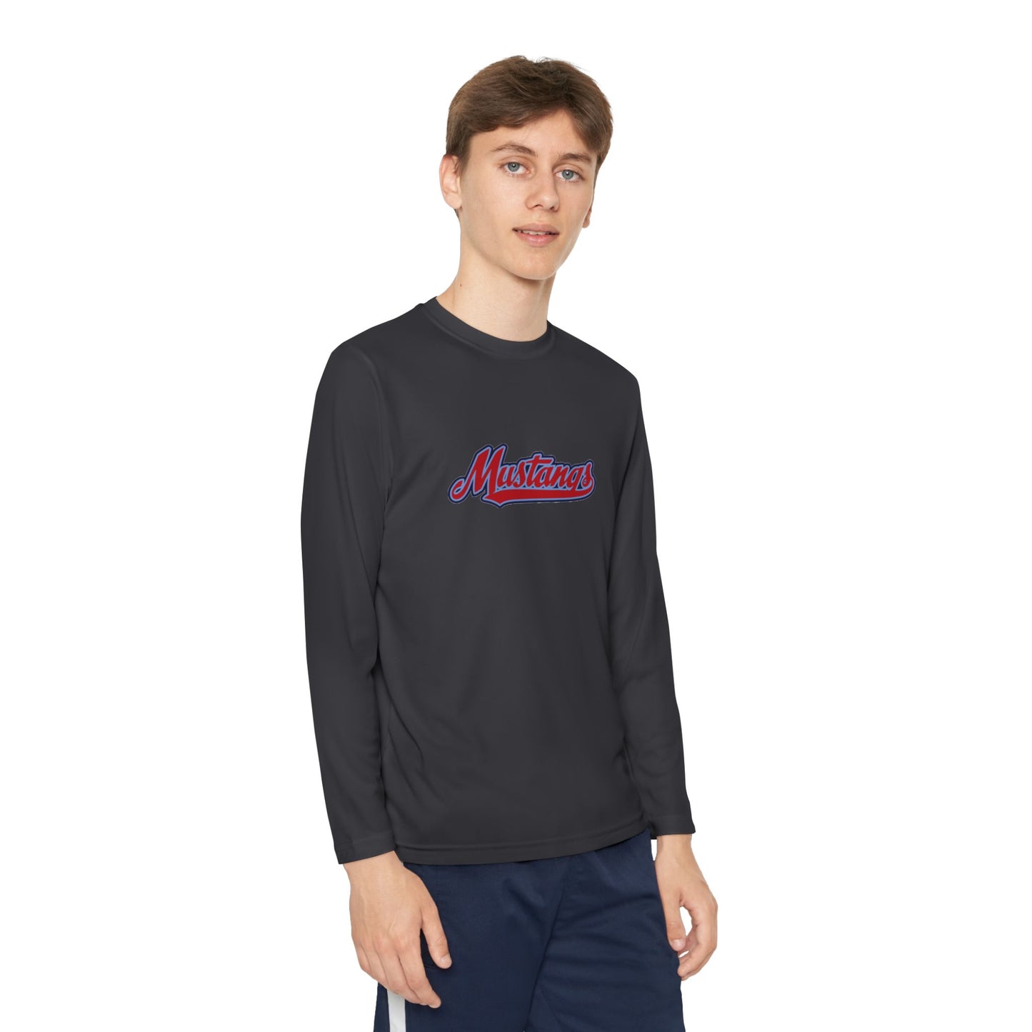 Mustangs Wall Break Youth Long Sleeve Baseball Tee