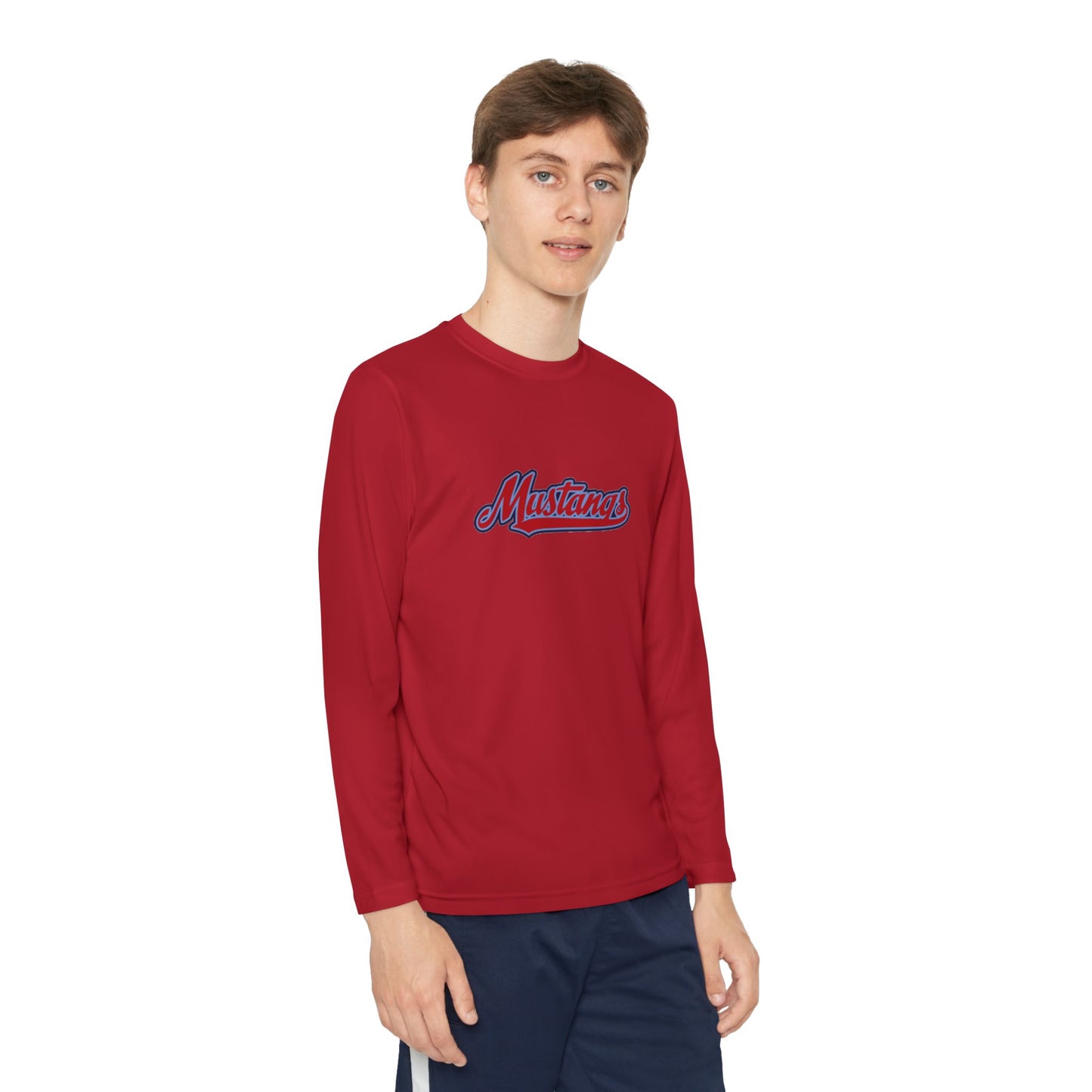 Mustangs Wall Break Youth Long Sleeve Baseball Tee